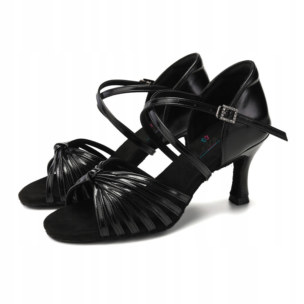 Buty Do Tańca Taneczne Połyskujące Czarne 7,5cm