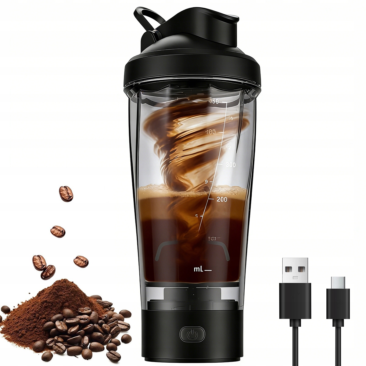 Ładowalny Automatyczny Kubek Do Mieszania Czarny 600MAH Przenośny 450ML