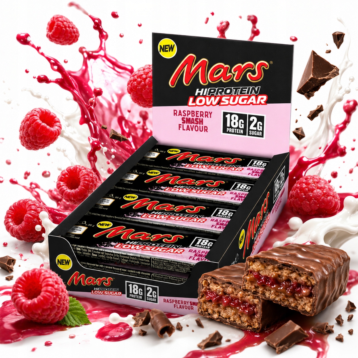 Mars Hi Protein Low Sugar Bar 55 g malinová příchuť proteinová tyčinka