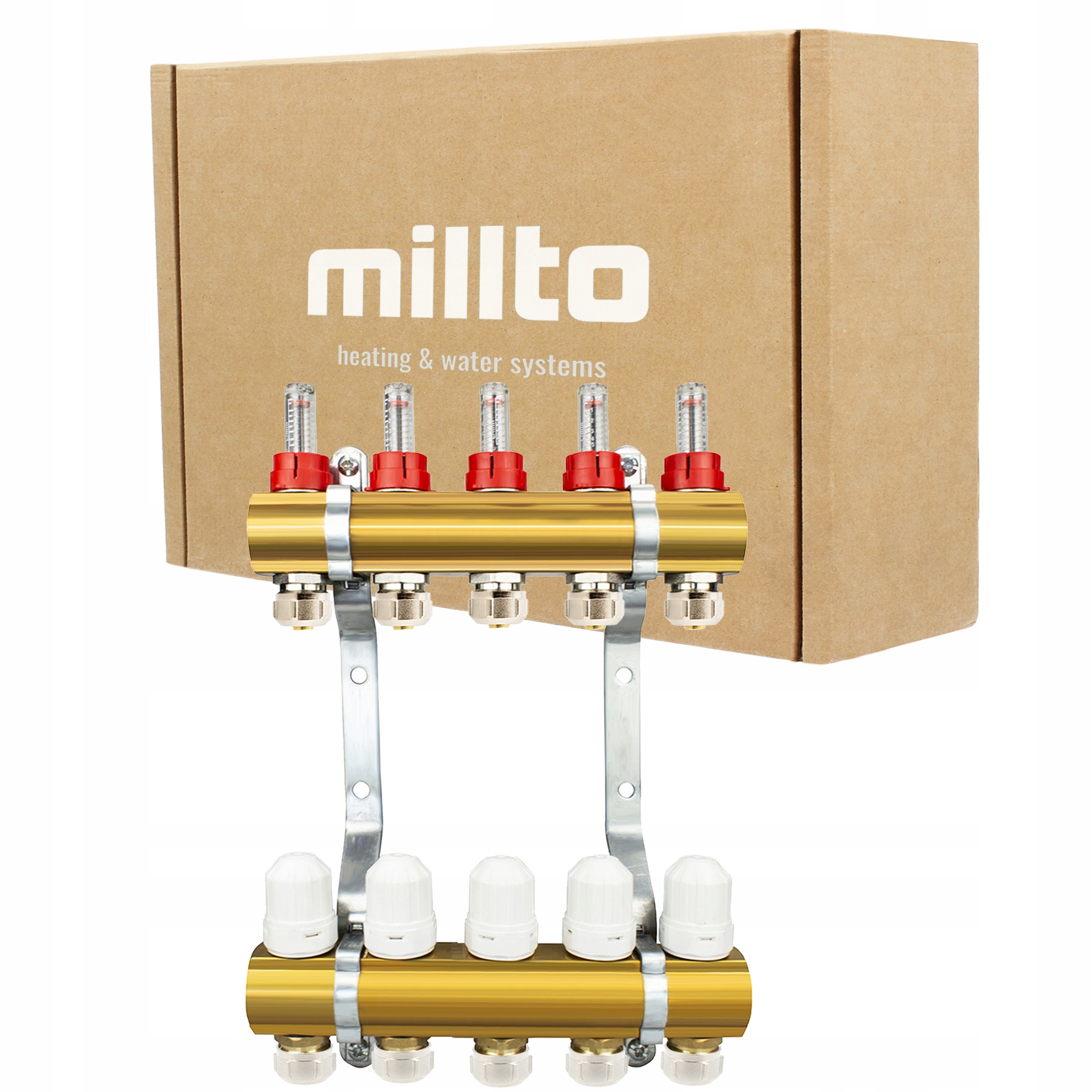 Rozdělovač Podlahy 5 Sekcí topení Co Adaptéry Pex Mosaz Kolek 4F
