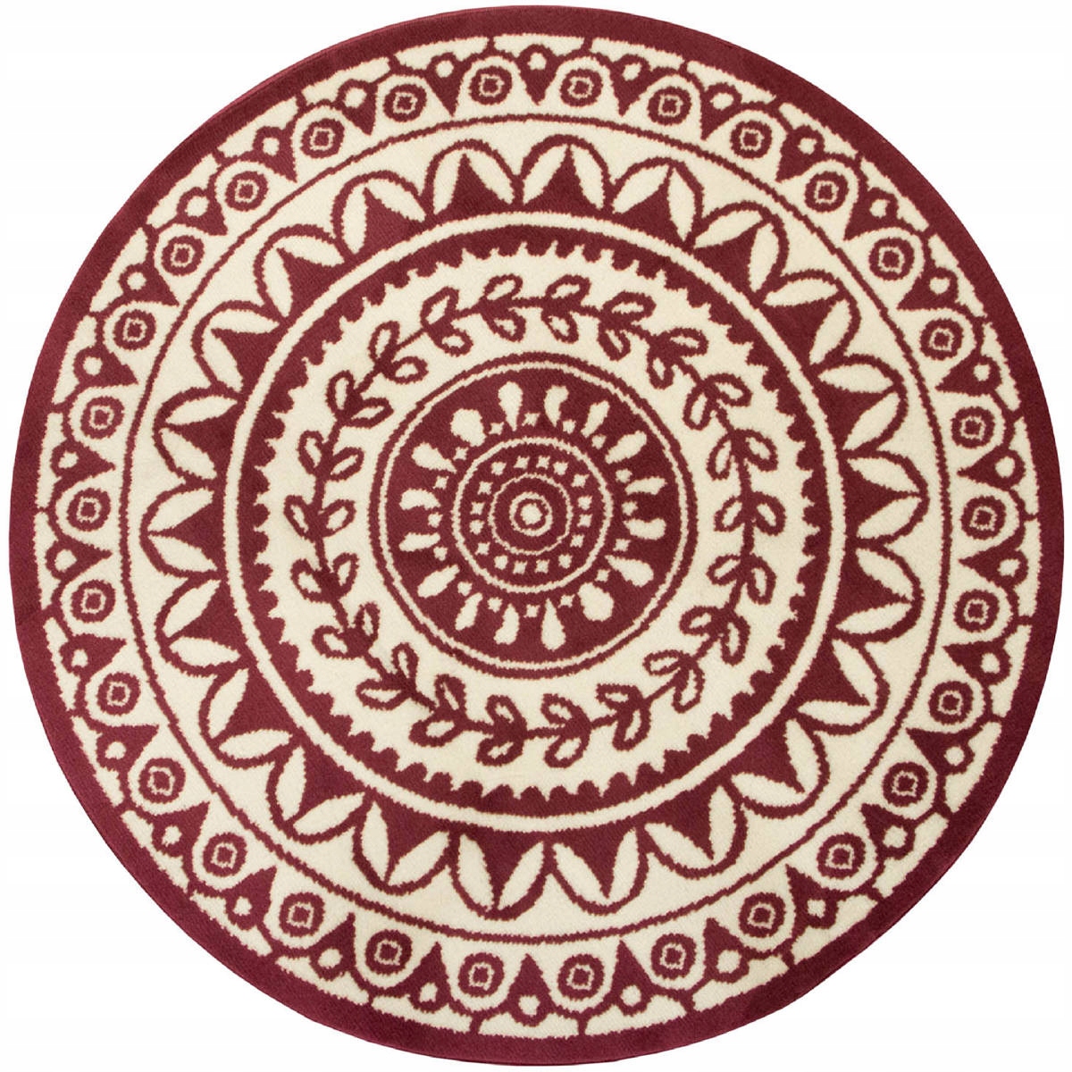 

śr. 120 cm Dywan Okrągły Rozeta Kremowy Fioletowy