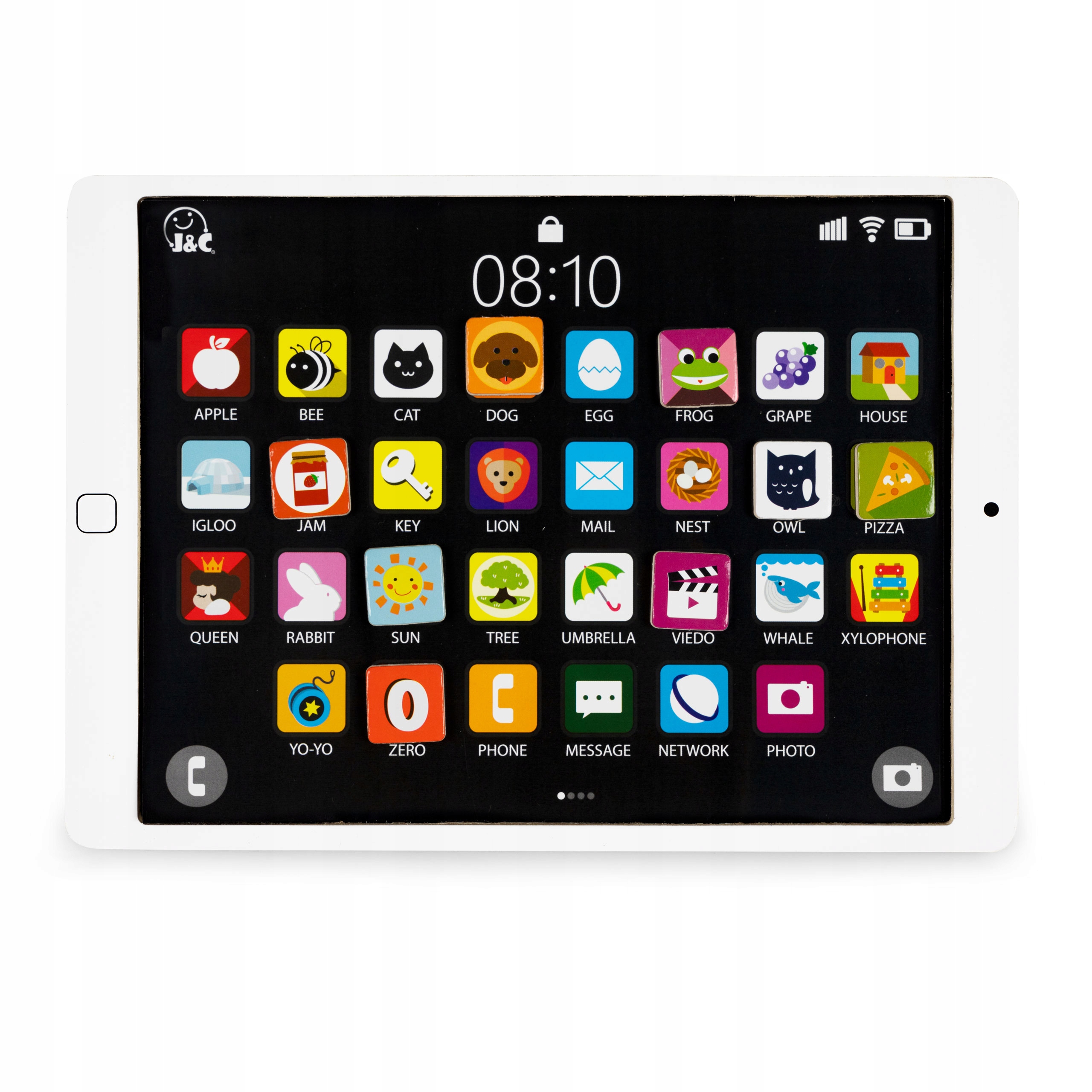 DREWNIANY TABLET EDUKACYJNY TABLICA MAGNETYCZNA 85 ELEMENTÓW Wysokość produktu 18 cm