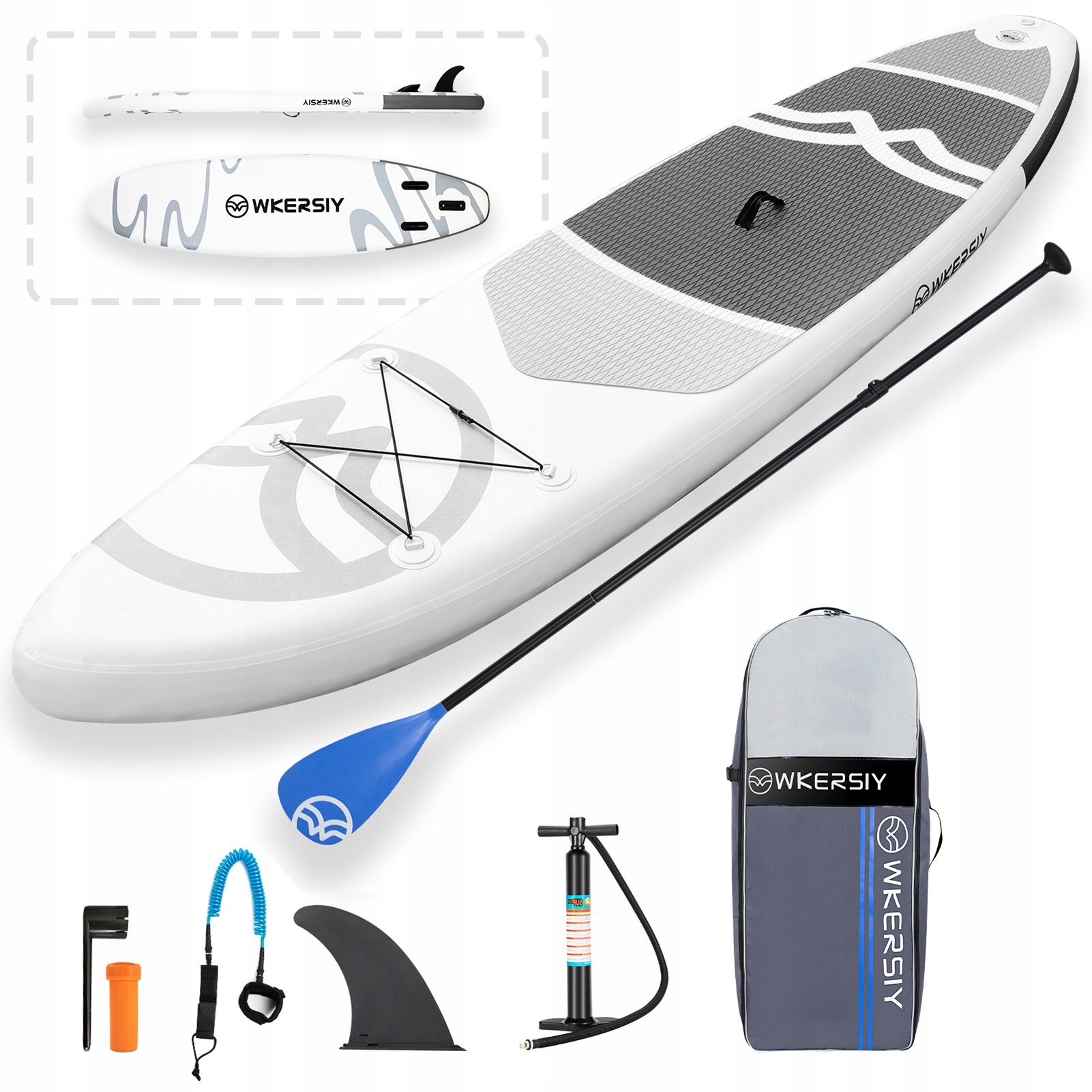 POMPOWANA DESKA SUP - STAND UP PADDLE - 320CM Z WIOSŁEM I TORBĄ -Szary Płeć produkt uniseks