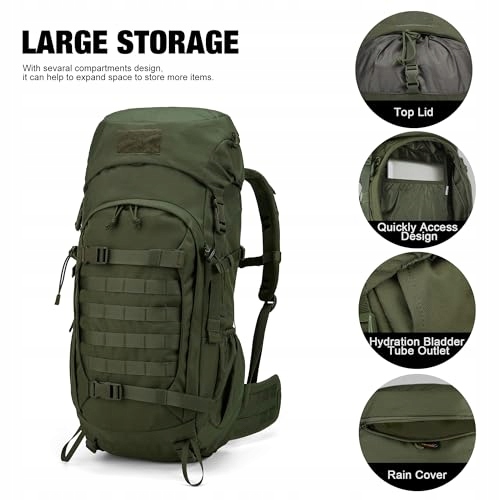 MARDINGTOP Plecak Takticzny 50L z Pokrowcem na Deszcz Trekking Outdoor — miniatura 4