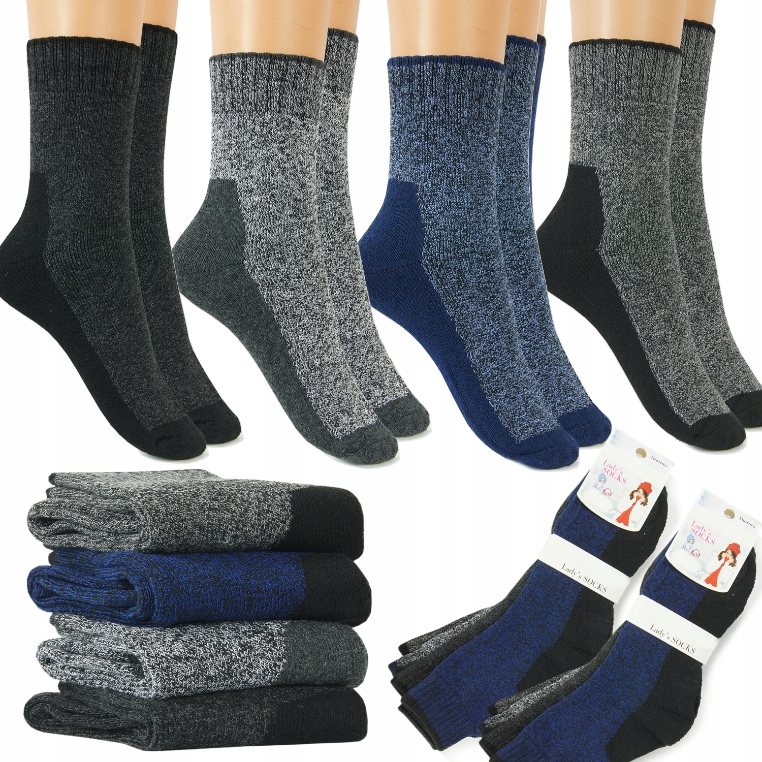 

4x Ciepłe Zimowe Skarpety Damskie Termo 39-42