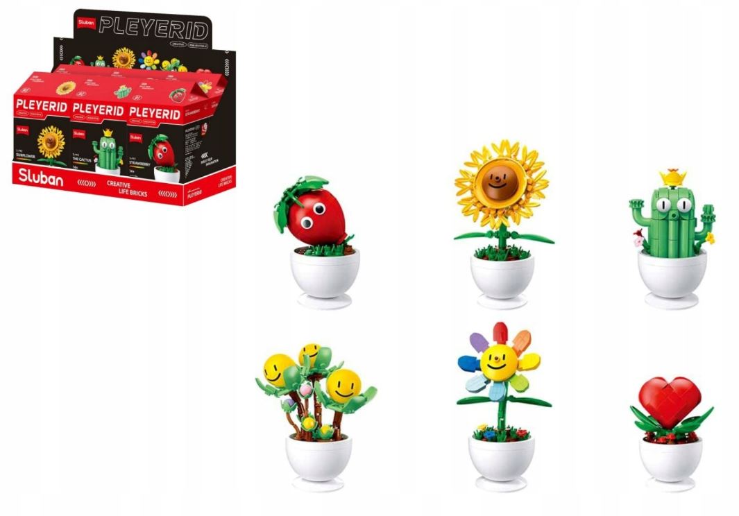 KLOCKI SLUBAN B1073E ŻÓŁTE UŚMIECHNIĘTE BUŹKI W DONICZCE ROŚLINA KWIAT Rodzaj zestaw