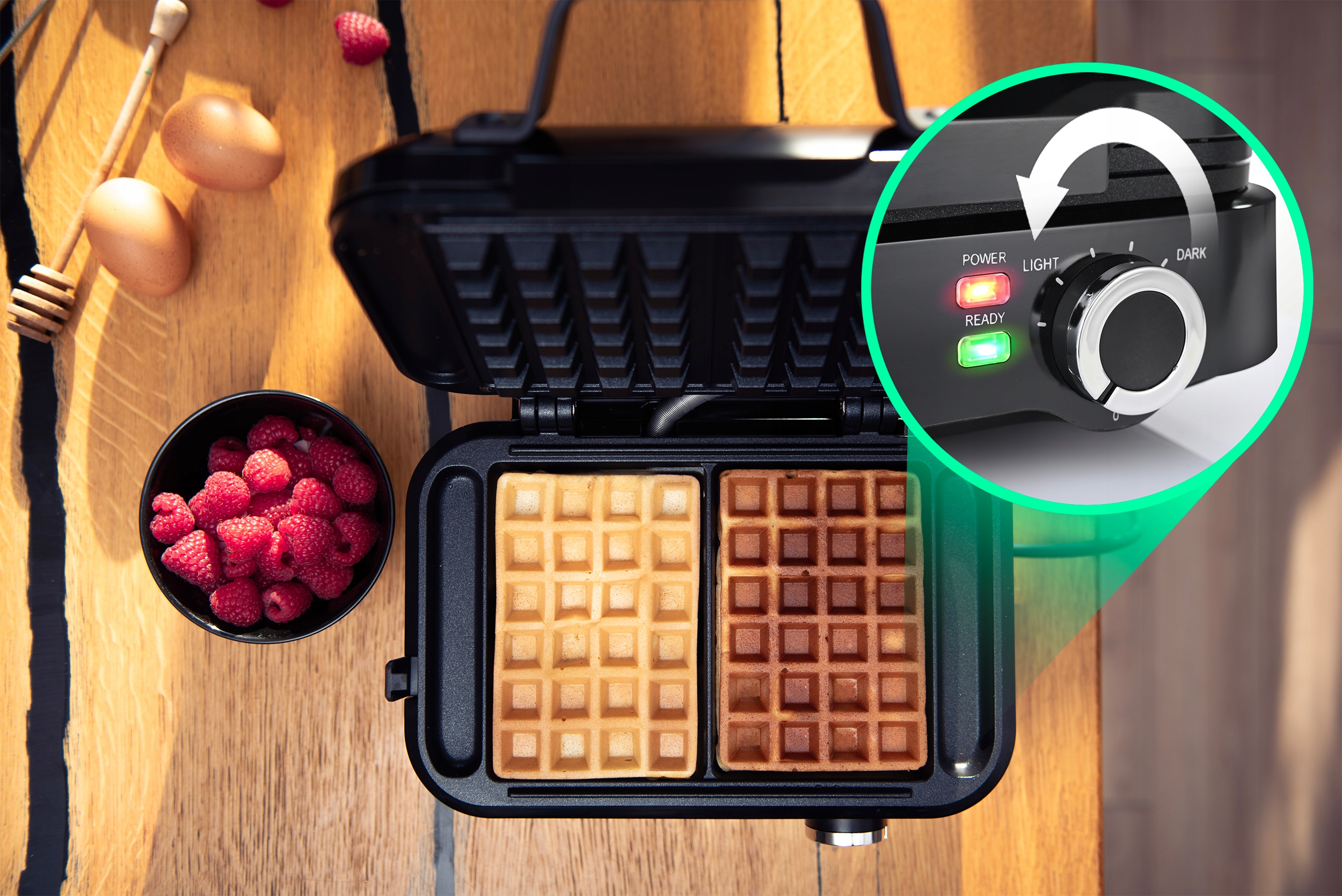 GOFROWNICA 2000W NA 2 DUŻE GOFRY EKSKLUZYWNA REGULACJA TEMPERATURY 240st. C Moc 2000 W