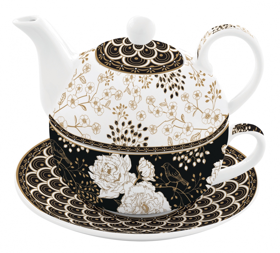 

Dzbanek porcelanowy z Filiżanką czarno-biały 0,35L