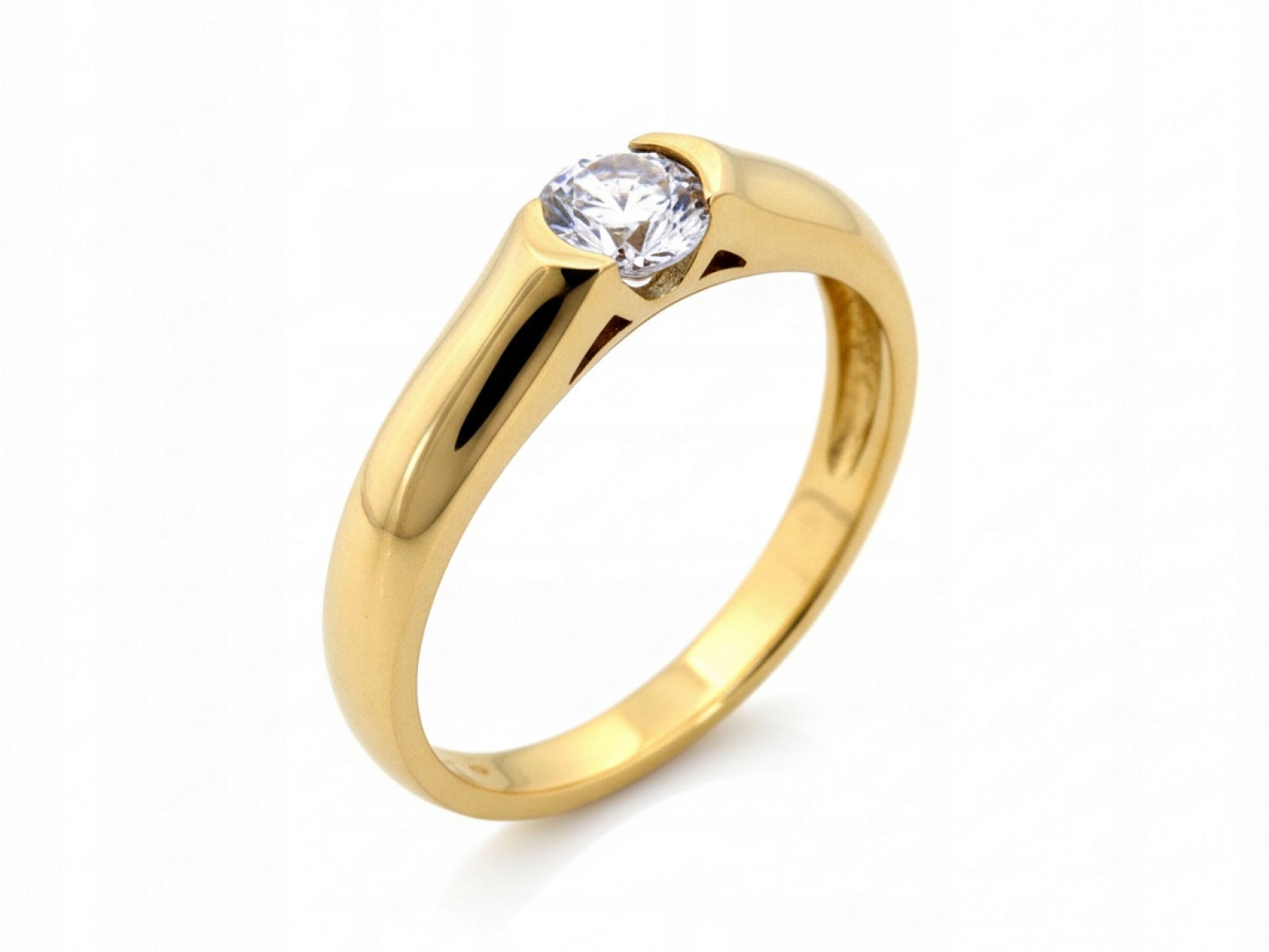 Prstýnek pro ženu ze zlata 585 s lesklým zirkonem, módní