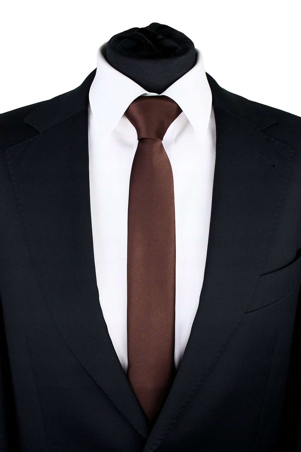 

Krawat Męski Wąski Slim Śledź 5 cm Ciemnobrązowy