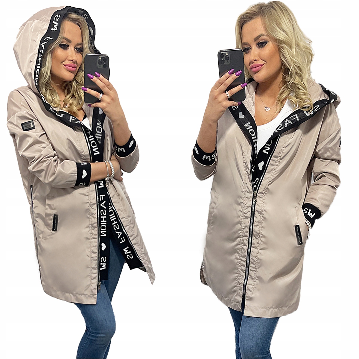 Volná Jednoduchá Parka Kabát S Kapucí 4 Barvy M