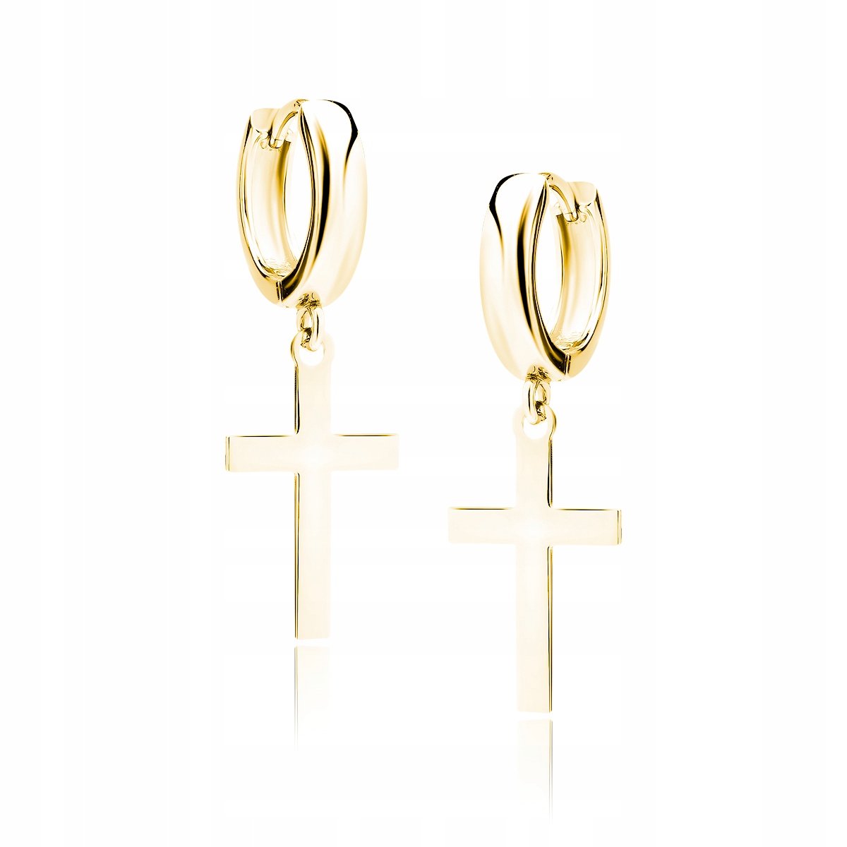 Stříbrné Náušnice pr925 pozlacené kroužky s křížkem anglické Dárek