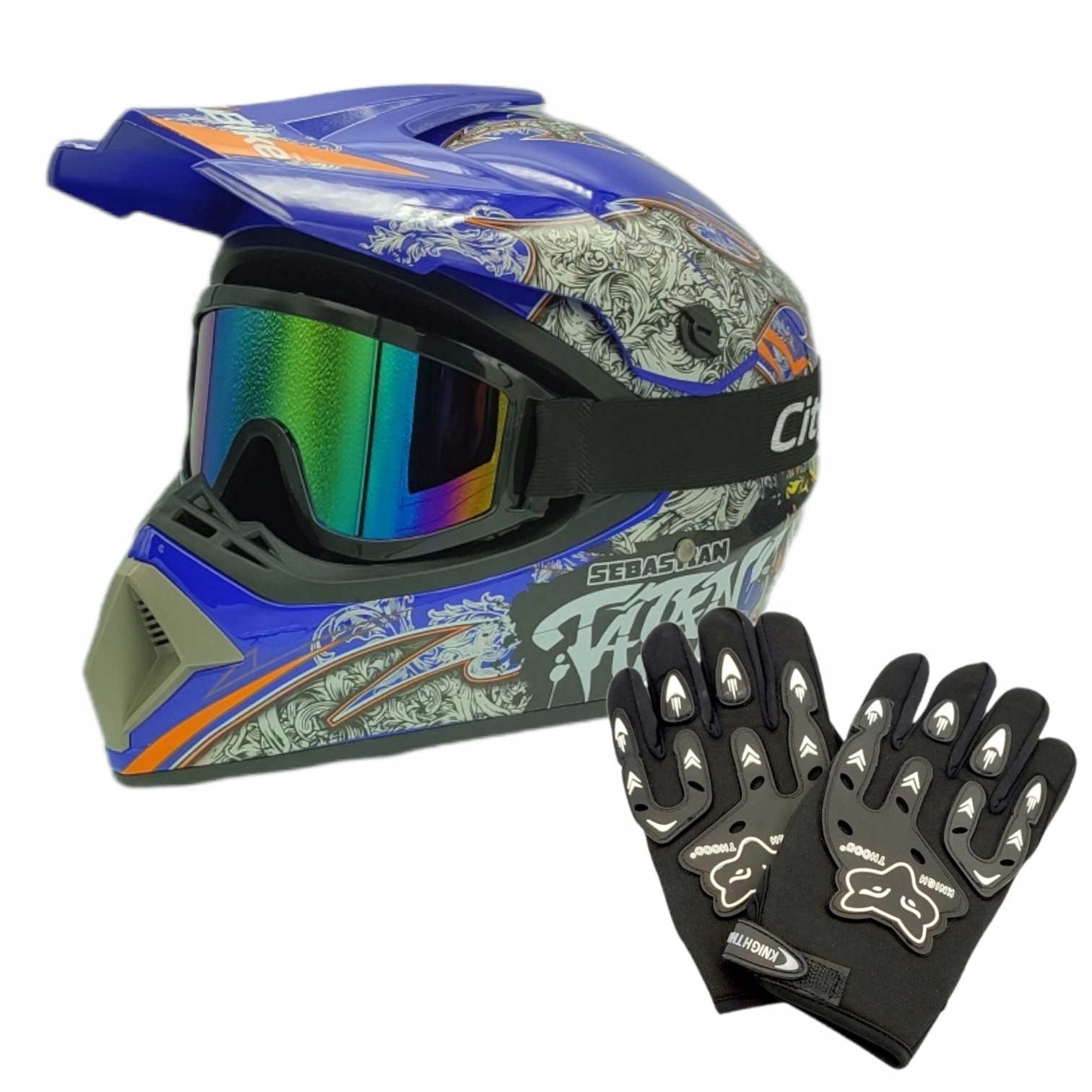 

Kask Crossowy Enduro Quad Lekki Rękawice Gogle