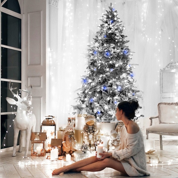 LAMPKI CHOINKOWE 100 LED BIAŁY ZIMNY ZEWNĘTRZNE WEWNĘTRZNE PROGRAMATOR Długość sznura 8 m