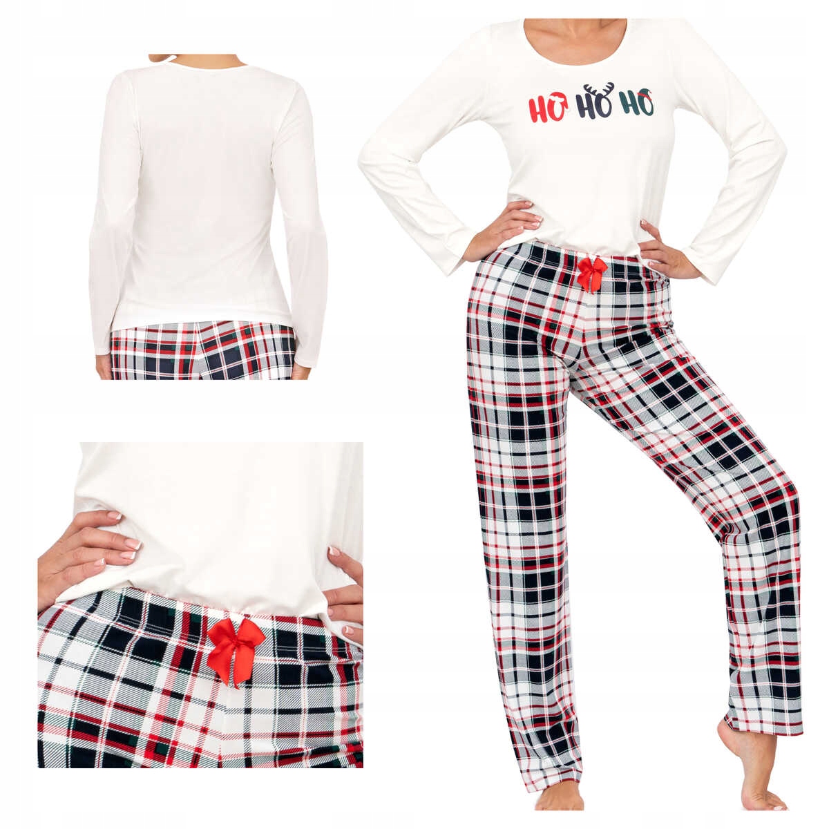 Donna Dámské bavlněné pyžamo s dlouhým rukávem Ho Ho krémové M