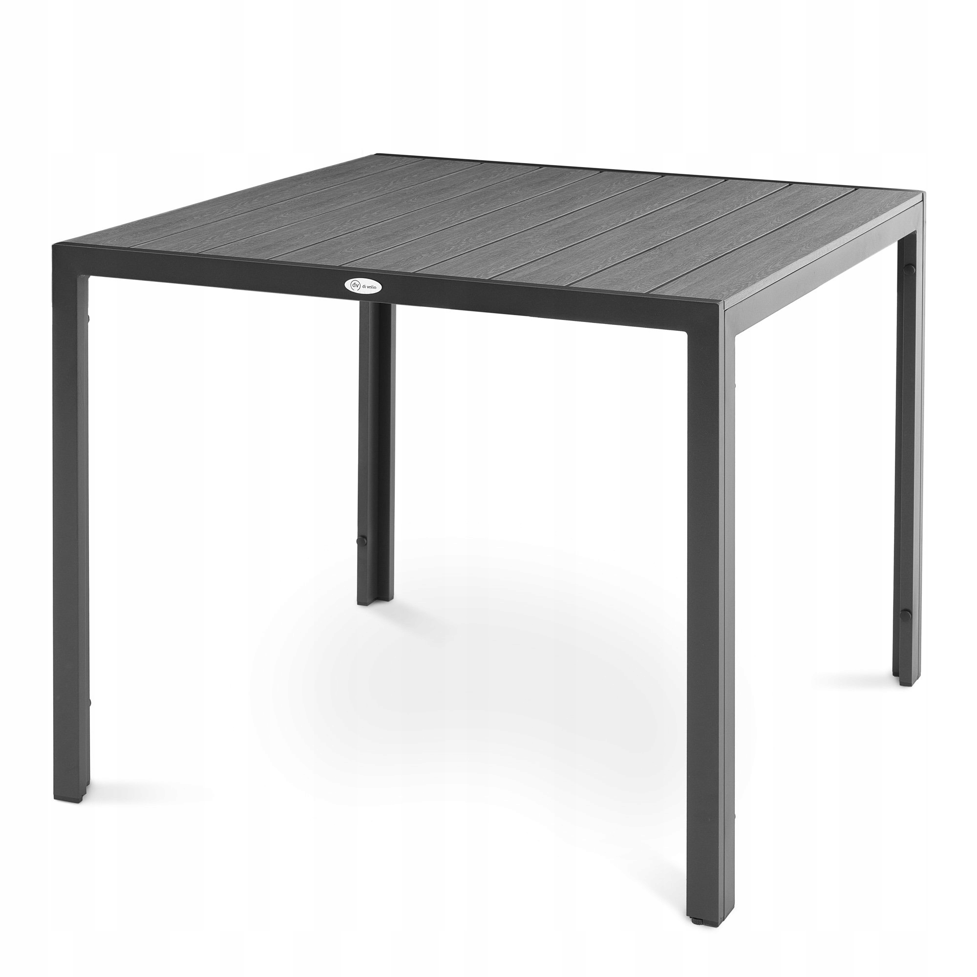 Stół ogrodowy aluminiowy kwadratowy 90x90cm lekki szary blat polywood 4os