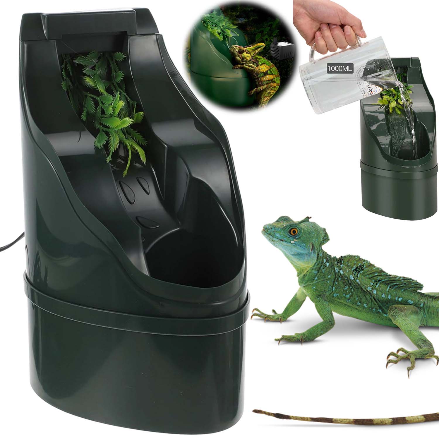 Fontanna Poidło Do Terrarium Kameleon Gekon Automatyczny Wodospad 110V