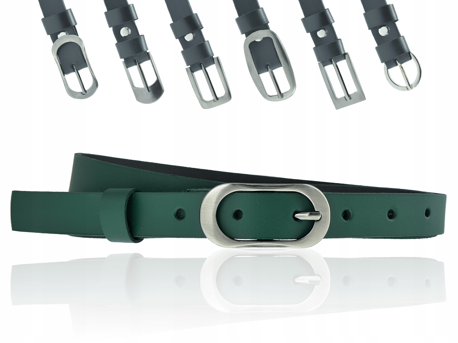 

Pasek wąski Skórzany Sepher Zielony 2cm S (105cm)