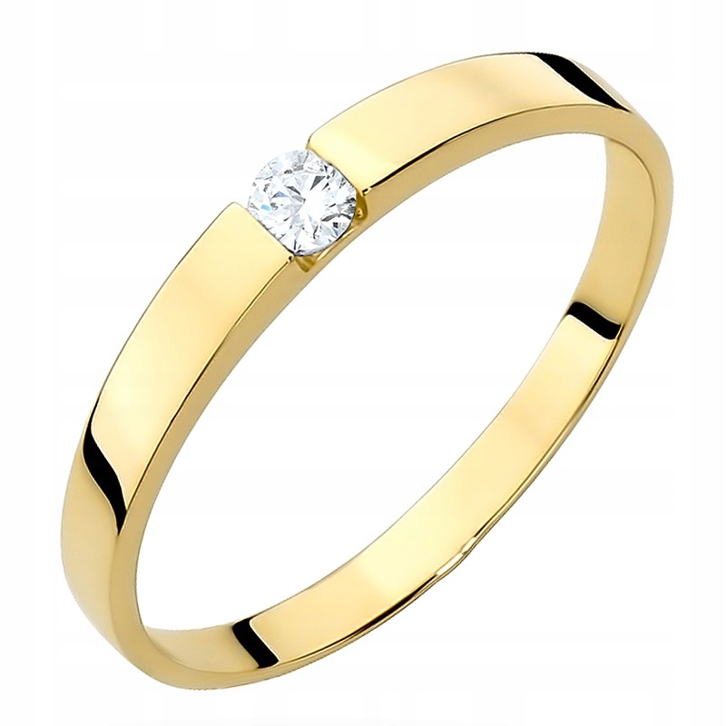Złoty Pierścionek Obrączka z Cyrkonią r.21