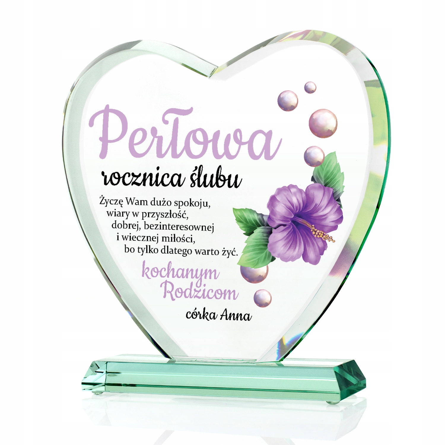 

Statuetka serce szklana Rocznica Ślubu