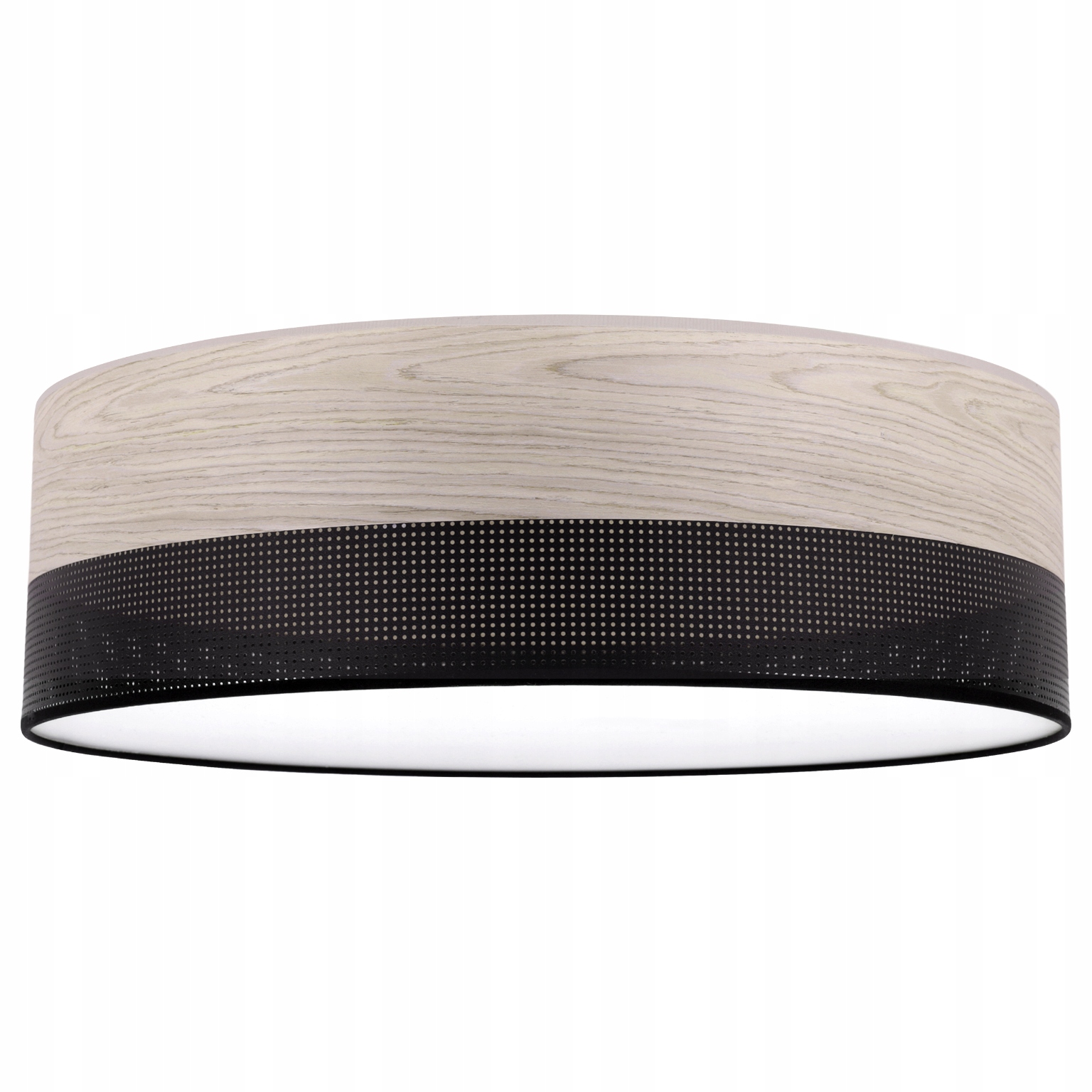 Závesná Stropná Lampa Stropné Svietidlo Luster Čierna 50CM Prírodný Dub Biely