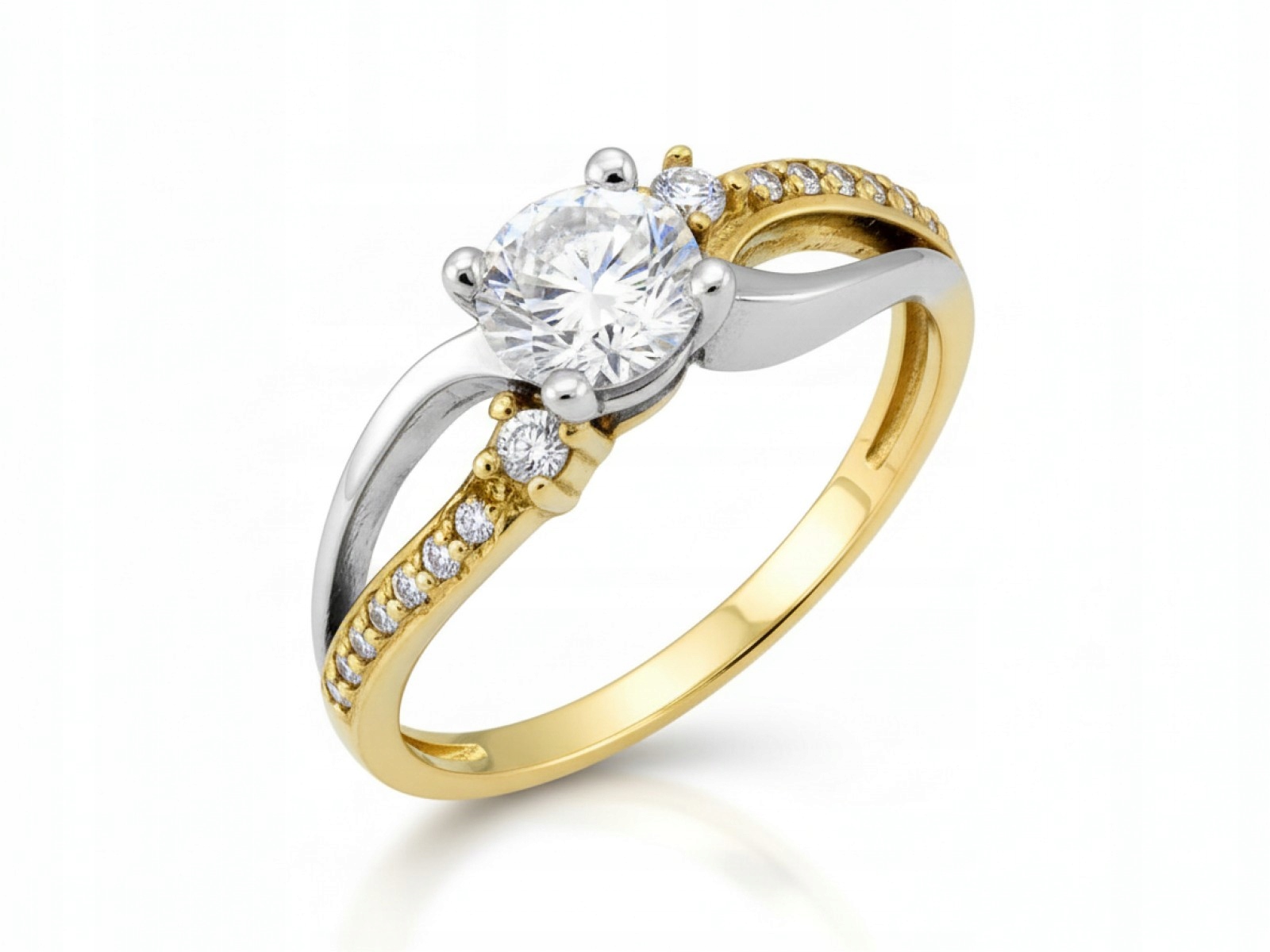 Klasický zlatý prstýnek 585 s zirkony r18 Bílé Zlato 3.10g zirkony