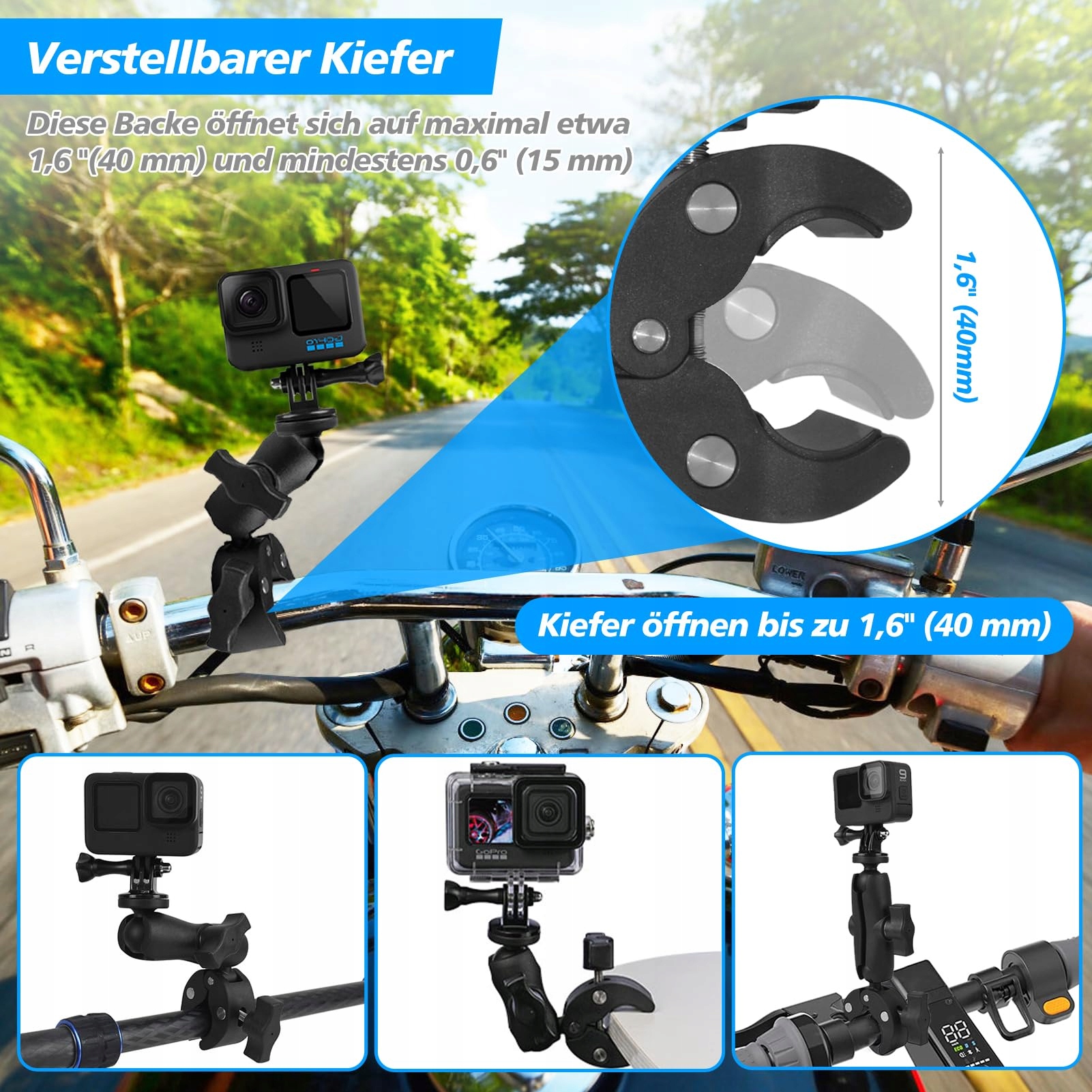 SOARFLY Uchwyt Na Kamerę Akcji Do Motocykla I Roweru 360 Stopni — miniatura 5