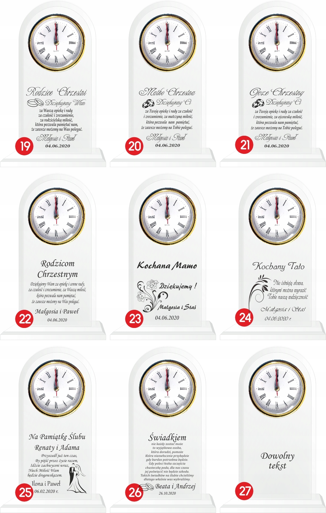 PREZENT na Rocznicę Ślubu Imieniny Urodziny 30 50 Kolor przezroczysty