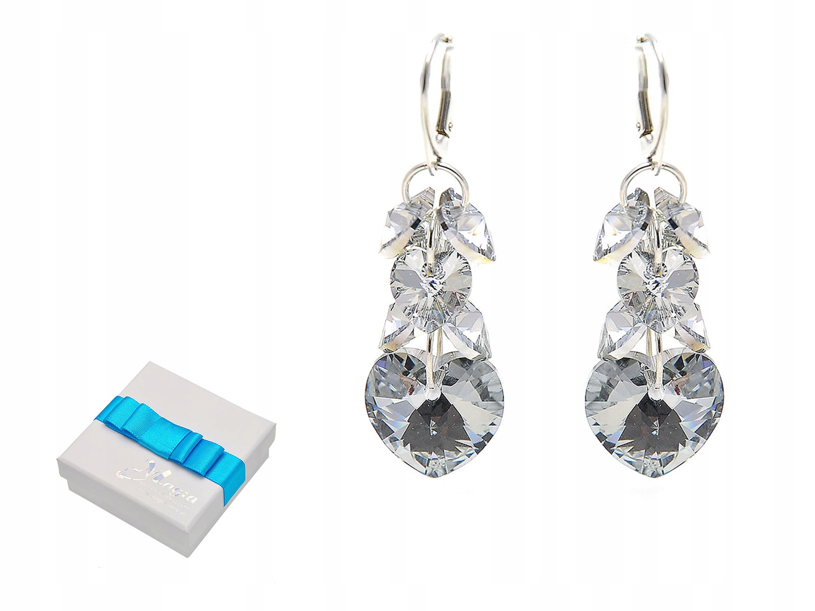 

Długie Srebrne Kolczyki 925 Swarovski Grawer Cal