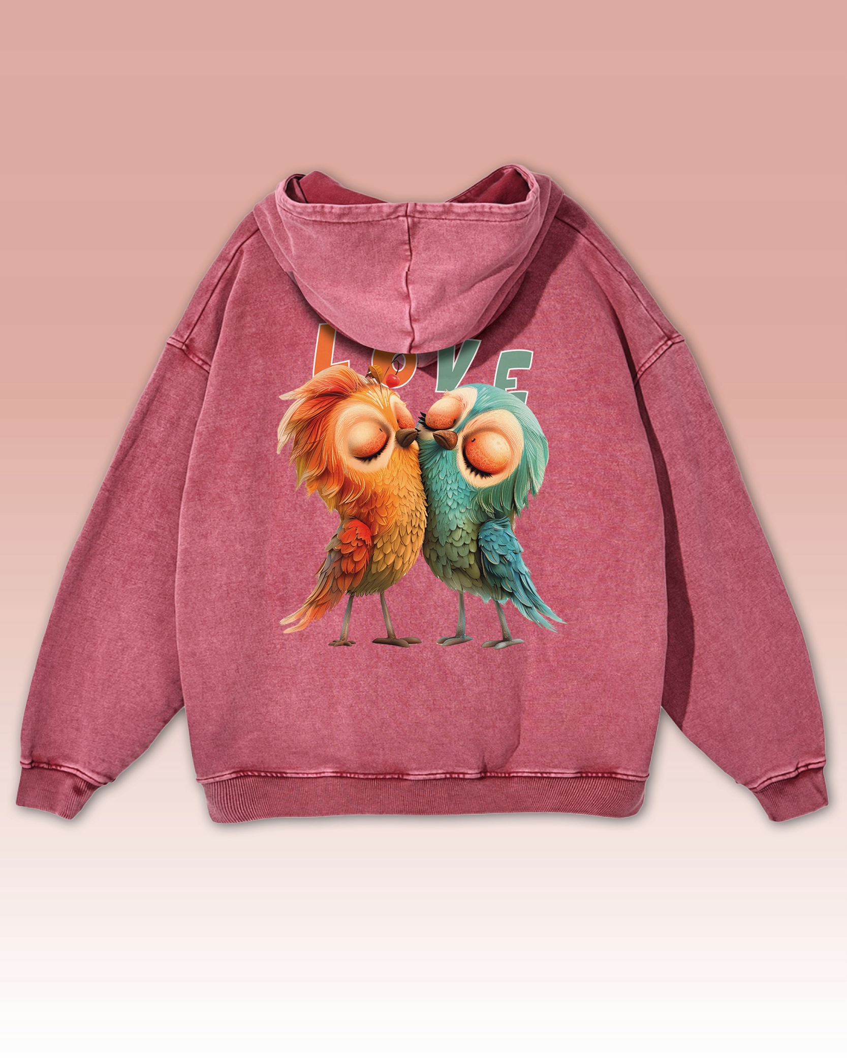 Mikina Love Birds Zamilovaní ptáci Pozitivní emoce Blízkost Červená L