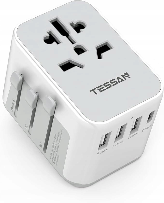 Tessan Univerzální Cestovní Adaptér Pro Celý Svět 3 Usb A 1 Usb-c