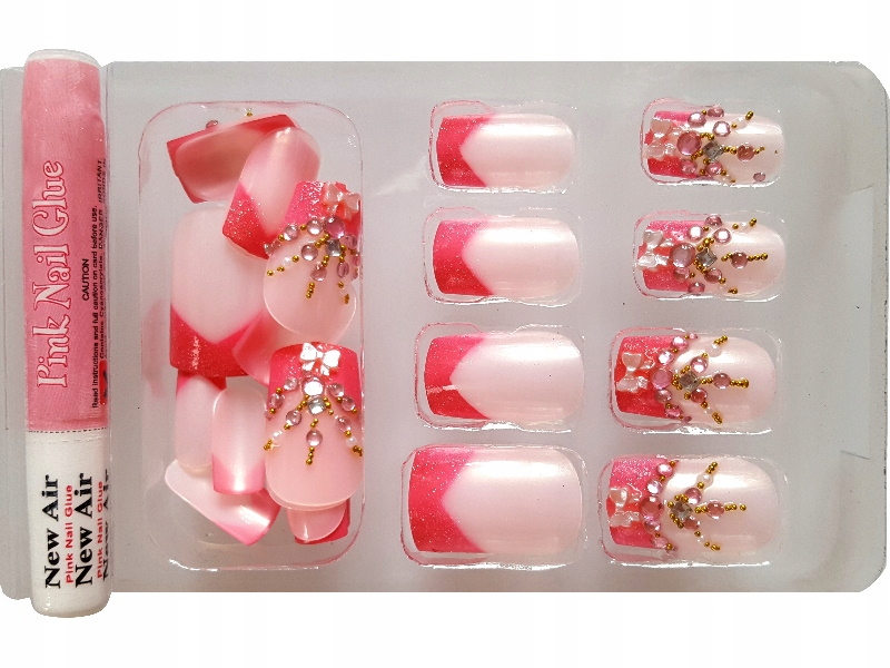 Tipsy sztuczne paznokcie żel akryl zdobione 24szt