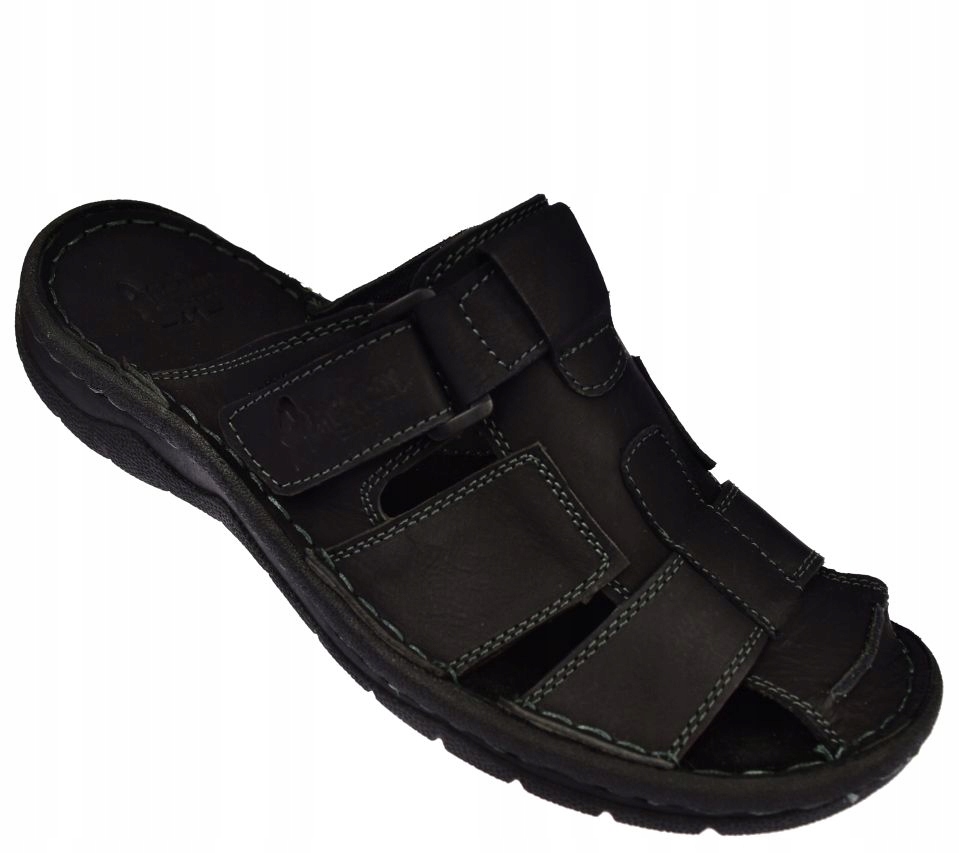 Nazouváky s páskem, kožené sandály Cy 03/19 Bk vel