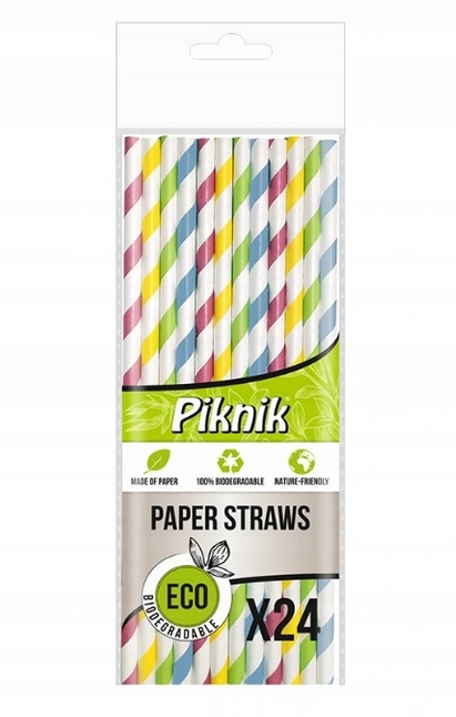 

Słomki papierowe Piknik kolorowe 24 sztuki