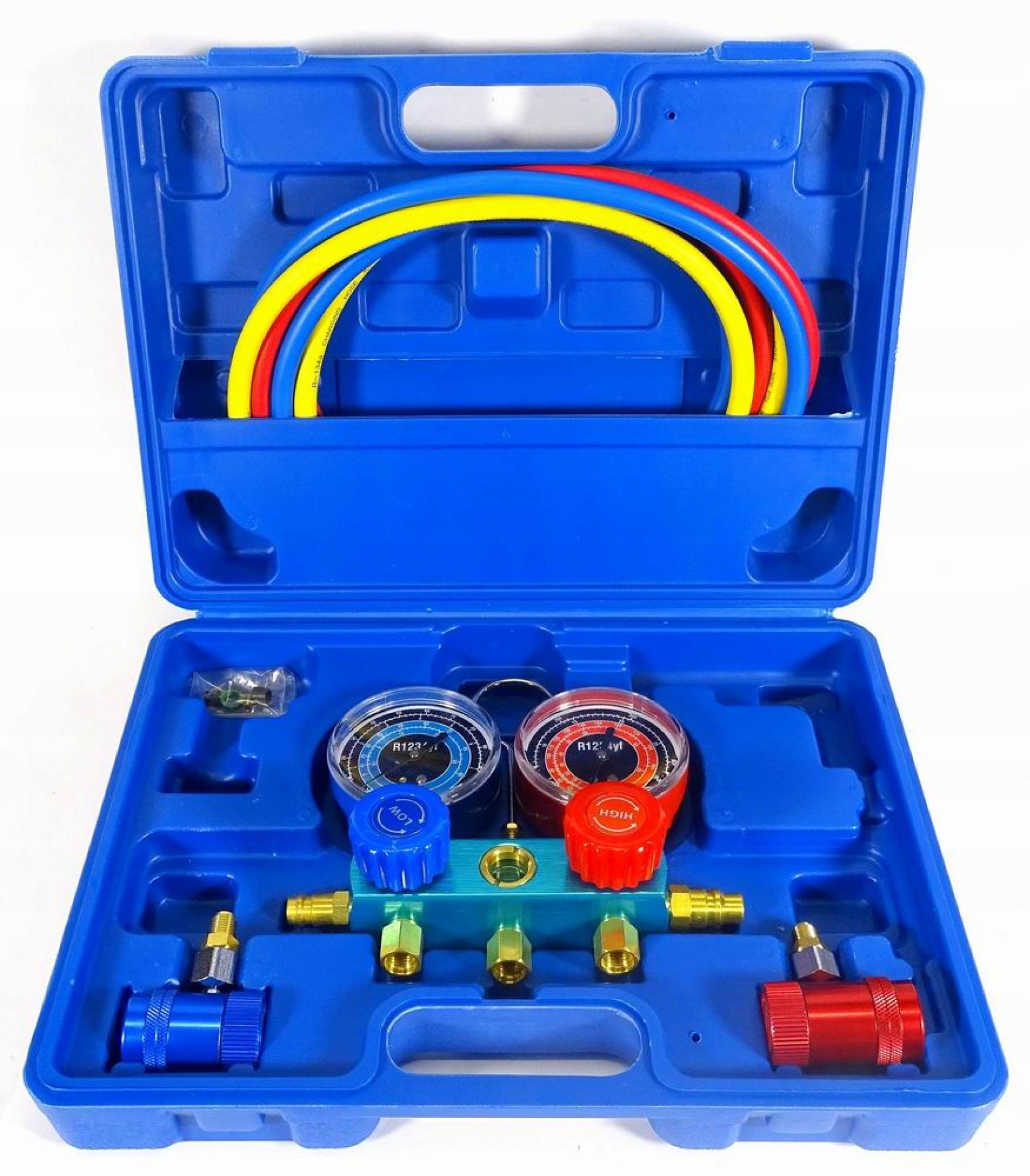 ZESTAW NAPEŁNIANIA I OBSŁUGI KLIMATYZACJI CZYNNIK MANOMETRY ZEGARY R1234YF