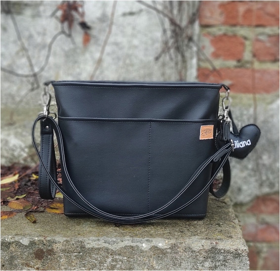 Сумка для коляски черный, органайзер, ремень, кожзам