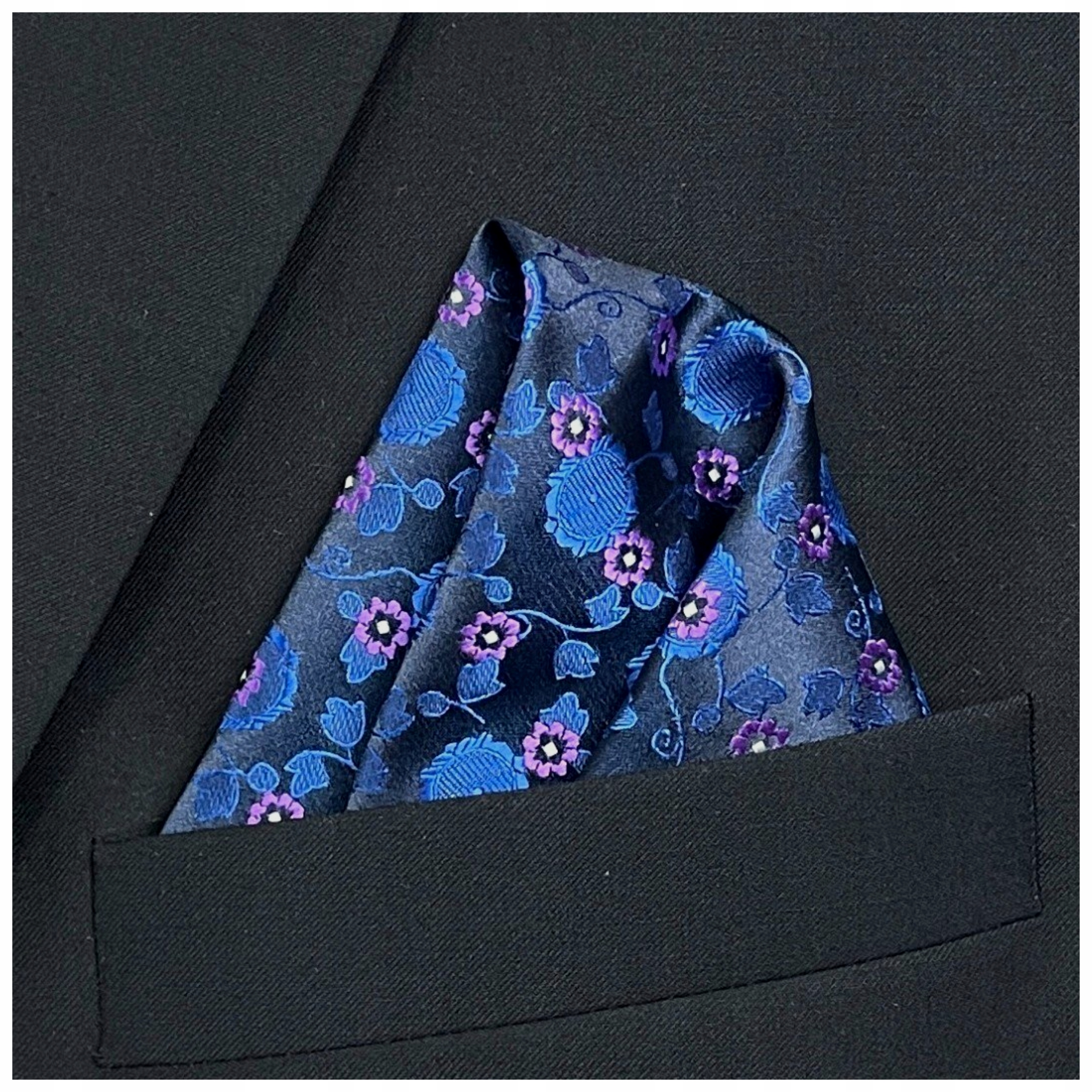 Modrá Čierna Fialová Žakárová vreckovka šatka do vrecka saka