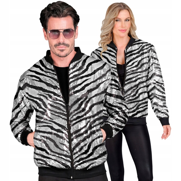 Flitrová Bunda Stříbrno Černá Bomber Mikina Unisex Zábava Party S/m