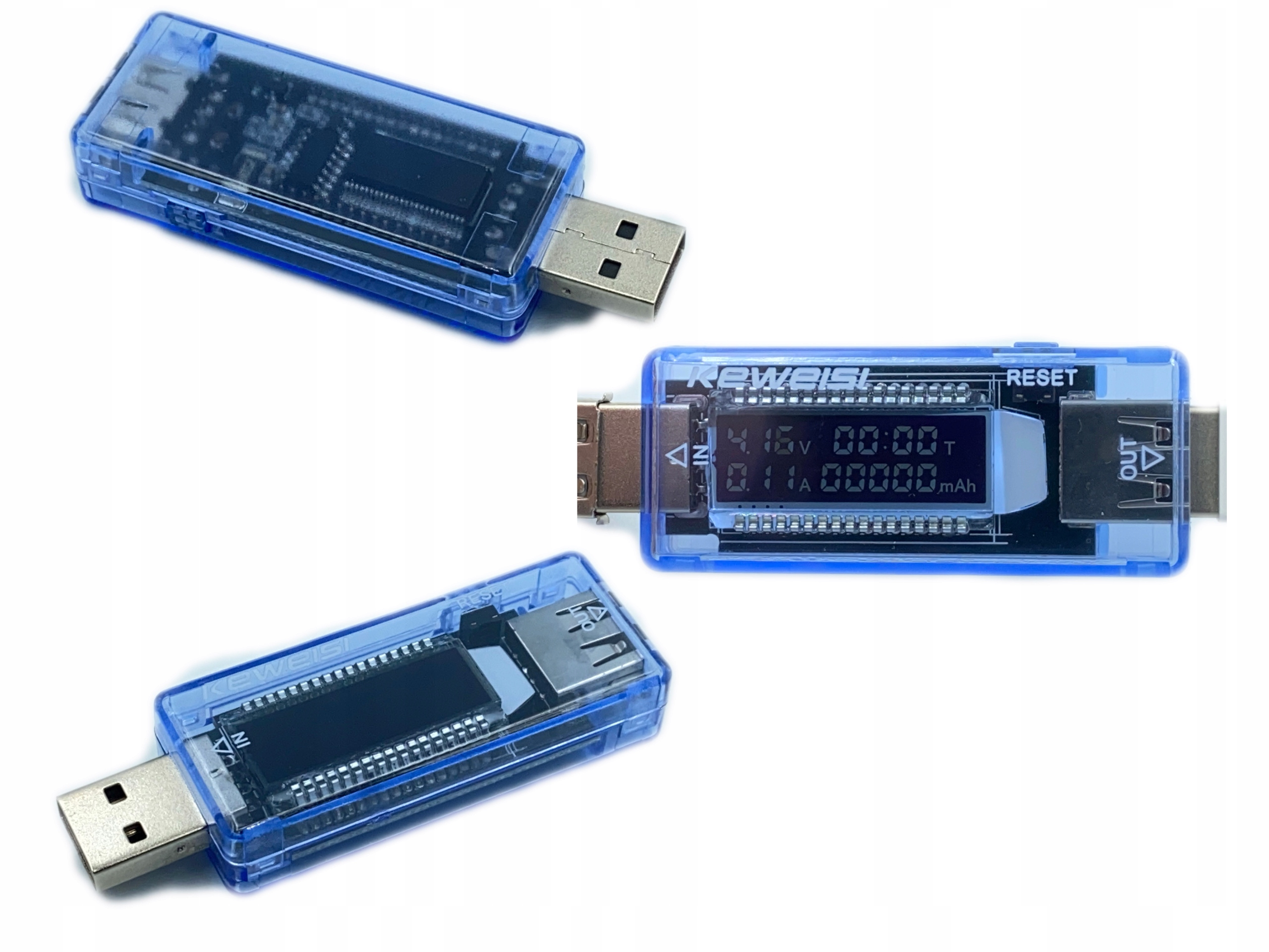 Tester na USB V20 KEWEISI - Miernik Woltomierz Amperomierz 3A wyświetlacz