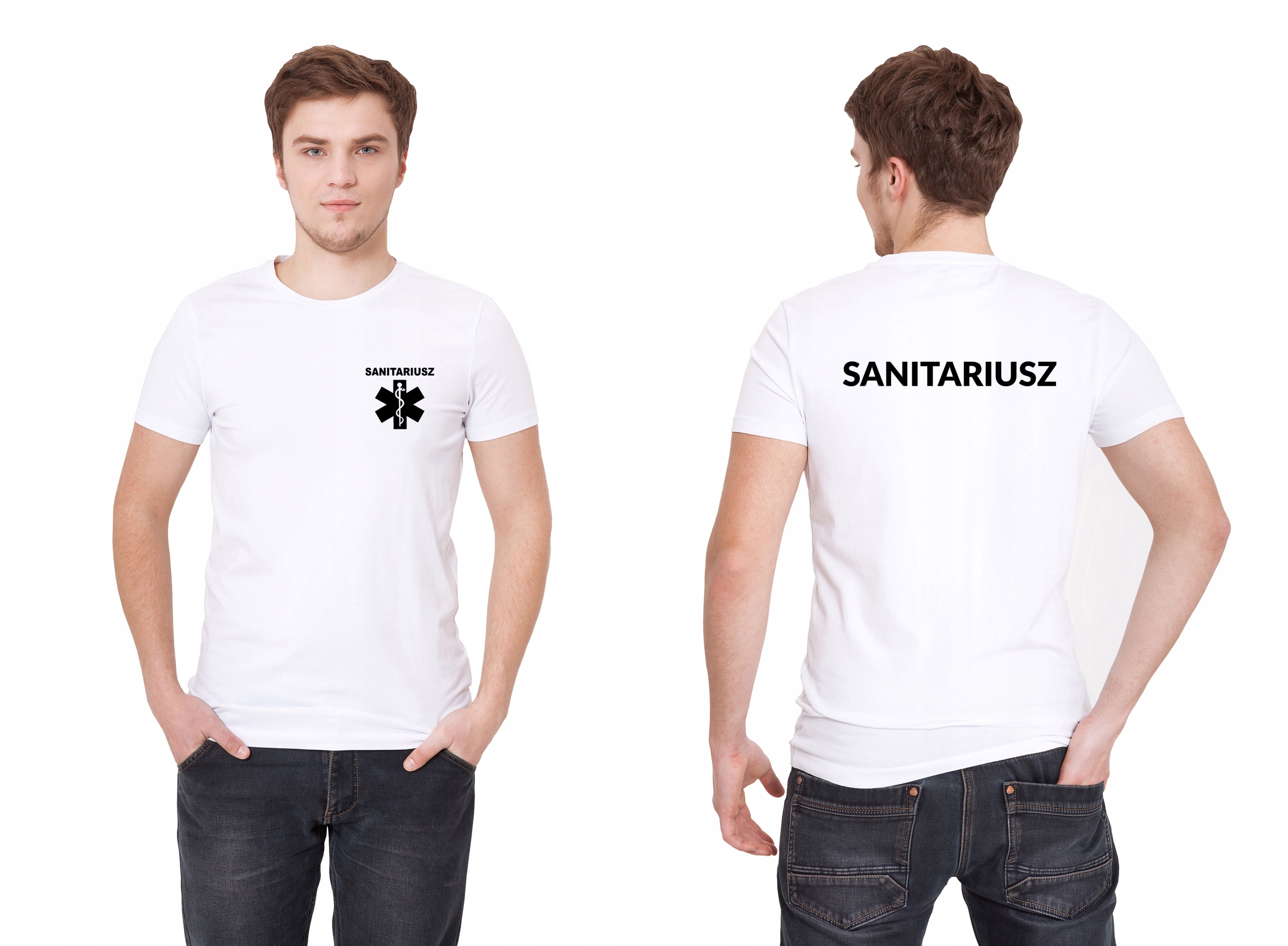 Koszulka Sanitariusz eskulap biała męska 2XL