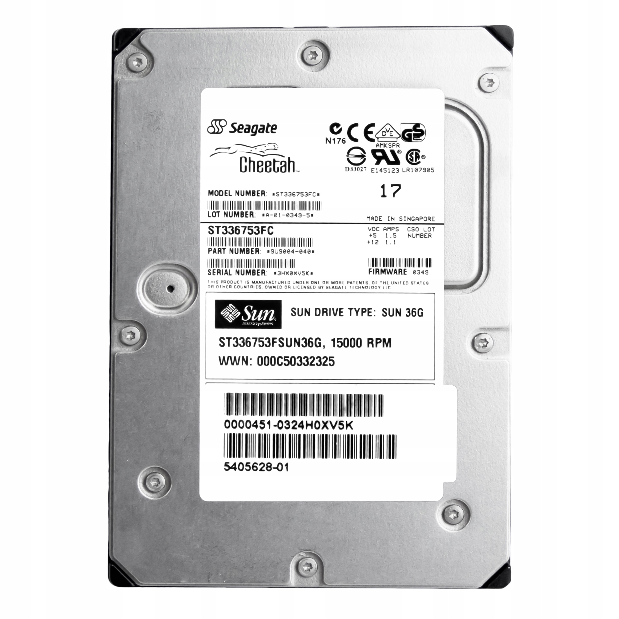 Sun 5405628-01 36GB 15K Fc 3.5'' ST336753FSUN36G 36GB 15K Fc 3.5" pevný disk