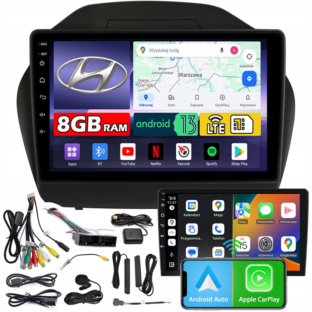 Autorádio Ncs ZQ9 Hyundai IX35 2009-2015 Android 8GB Lte