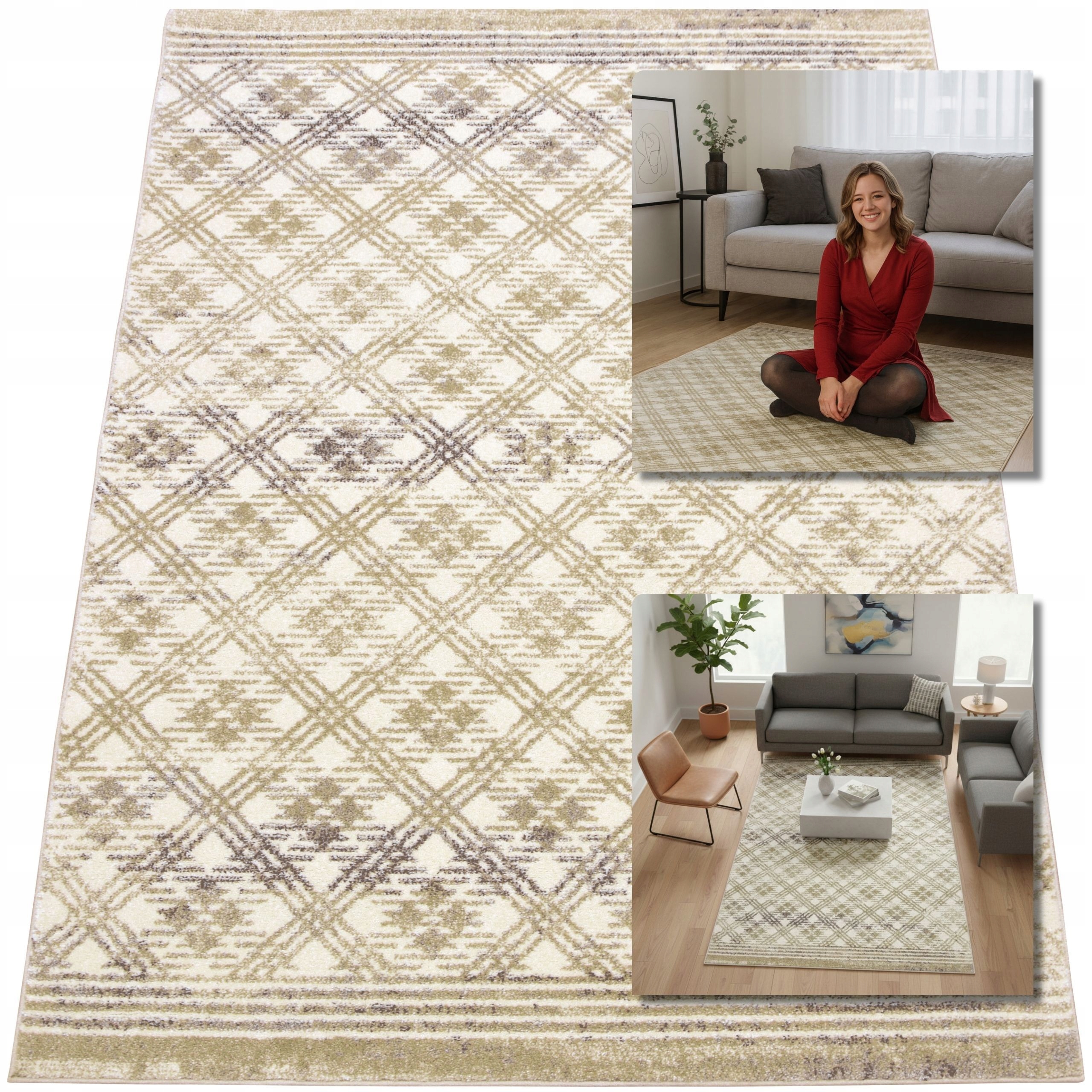 Moderní Koberec Módní Béžový Koberec Do Obývacího Pokoje Adventure 15 mm 140 x 200