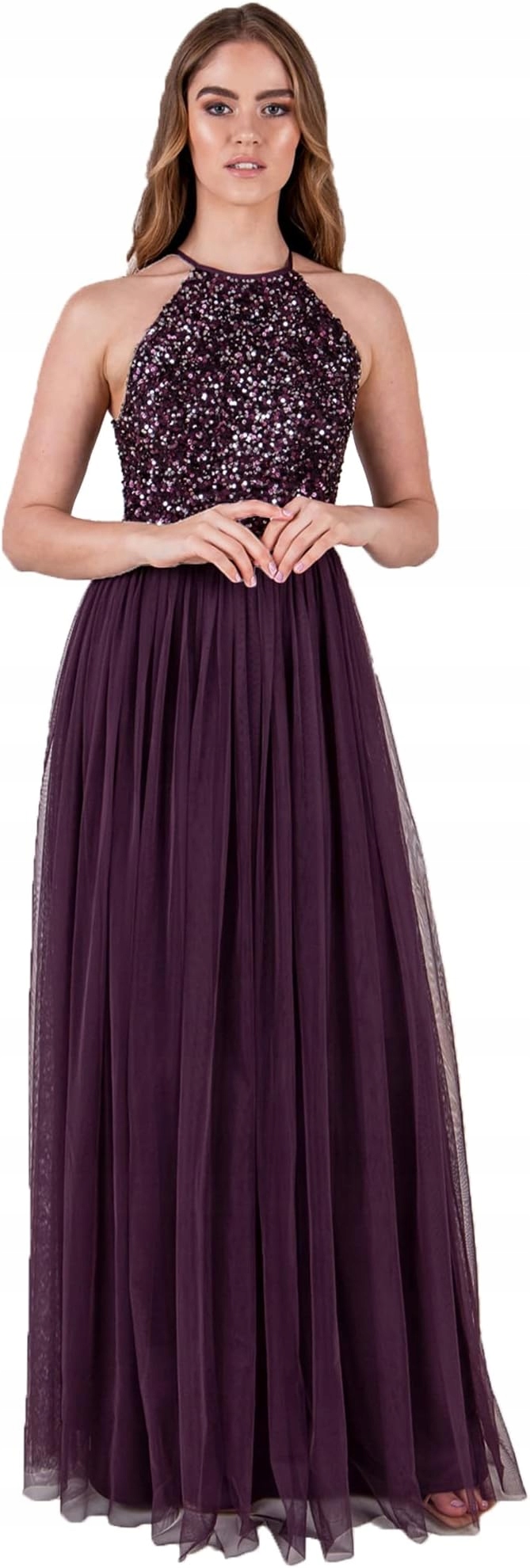 Maya Deluxe Šaty S Flitry, Fialová Plus Size 44 6EA