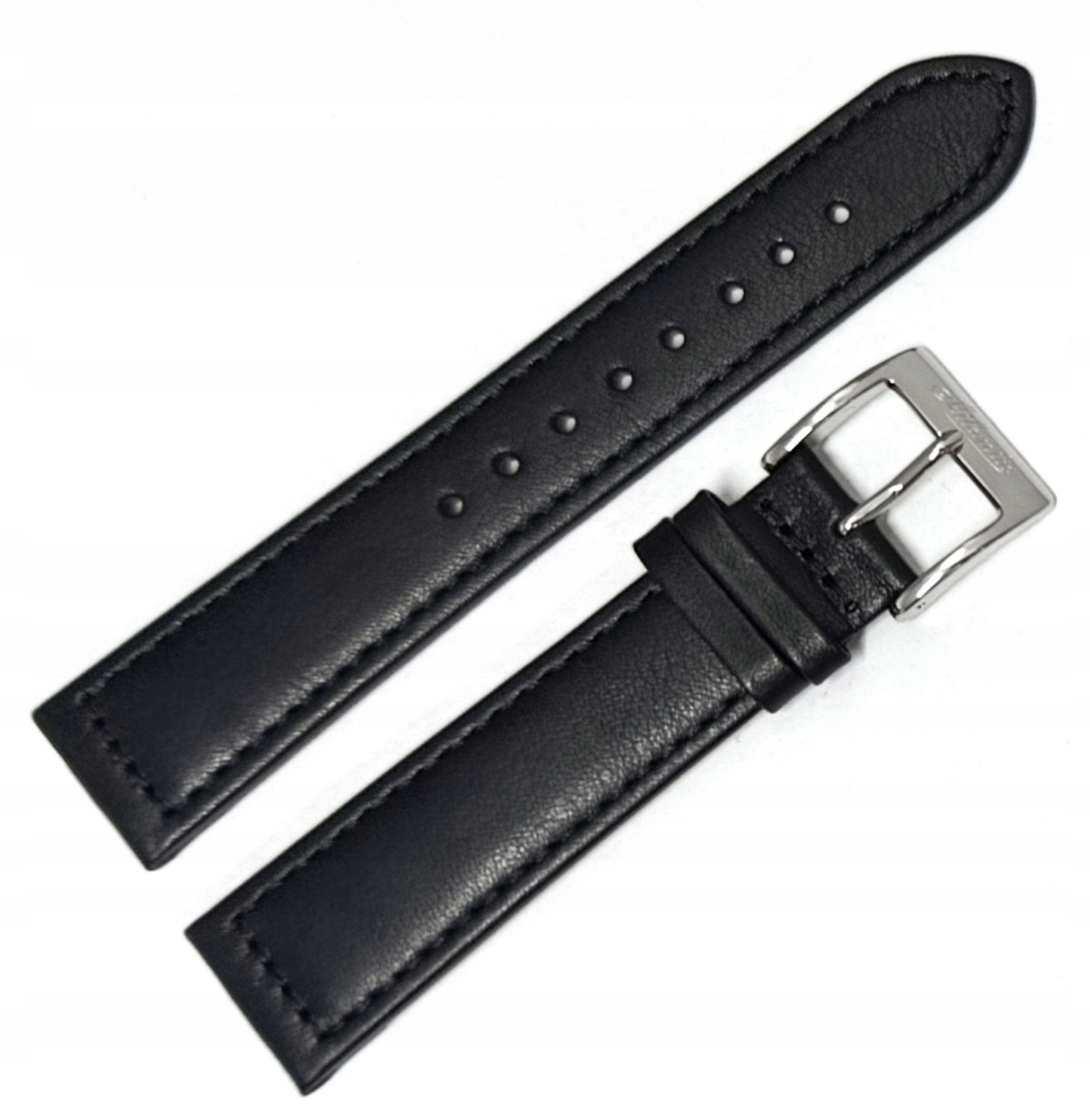 Originální Kožený Černý Řemínek Na Hodinky Atlantic Worldmaster 20 mm Hladký