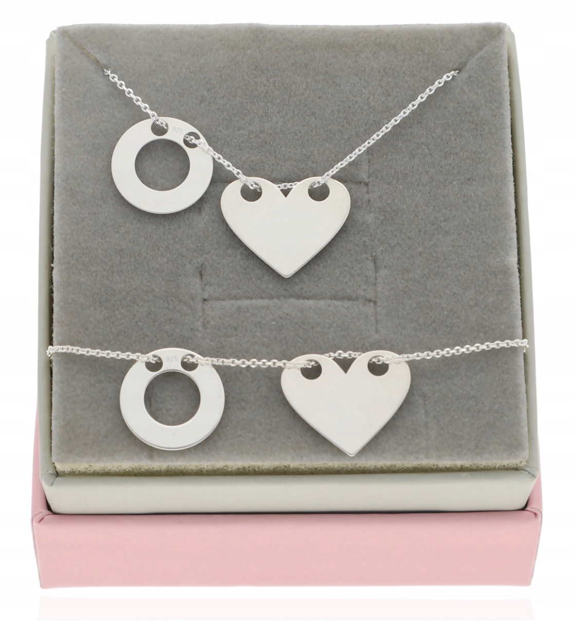 Náhrdelník náramek 2 přívěsky kolečko srdce