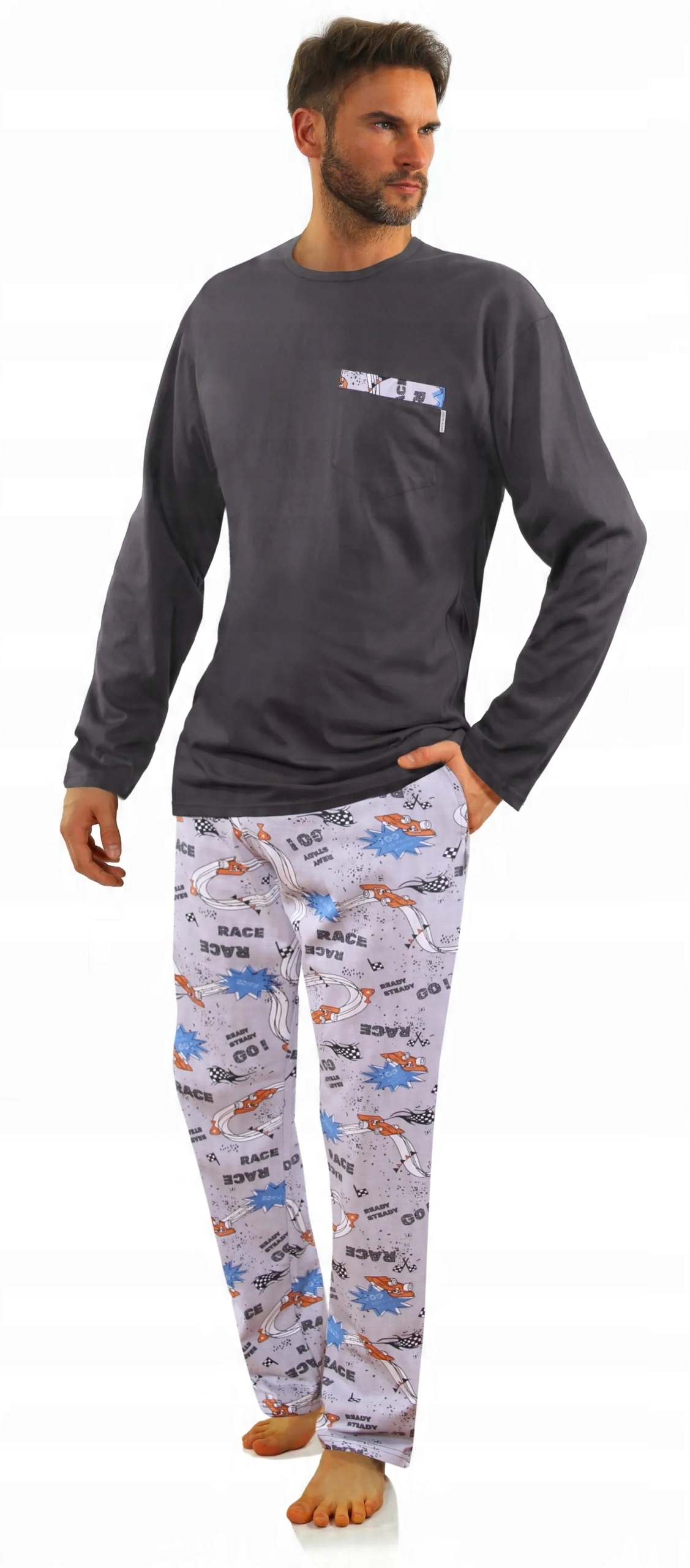 Sesto Senso Pánské dlouhé pyžamo 2660/09 Grafit 3XL