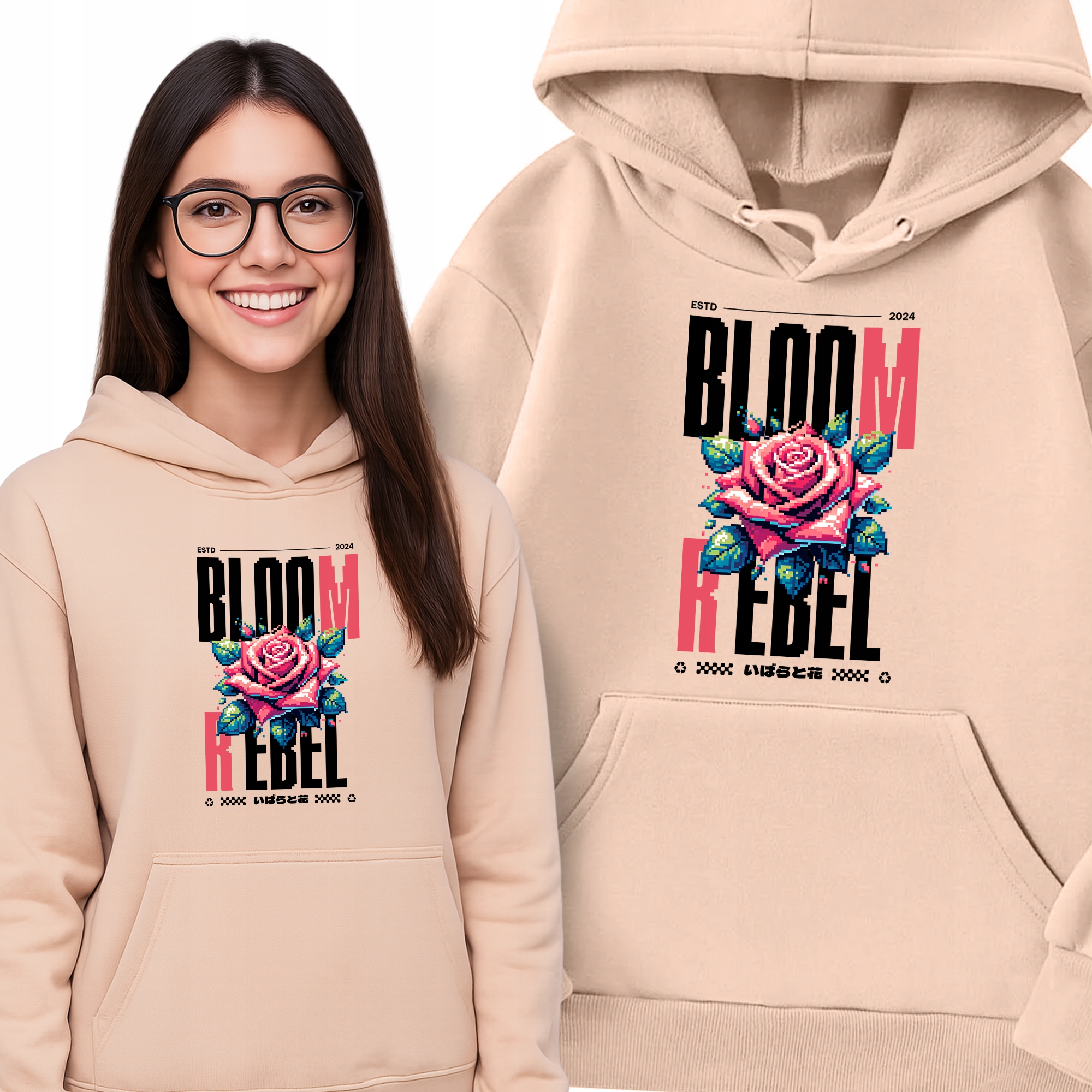 Mikina S Kapucí Broskvová Bloom Rebel pro dívku jako Dárek Vel S