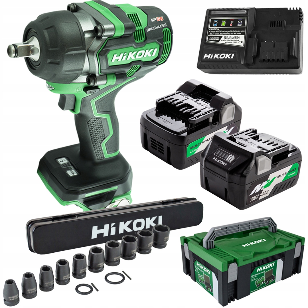 Rázový uťahovák 36V 1050Nm 2x2,5Ah HiKOKI WR36DE Wrz nástavce 10 ks Hikoki