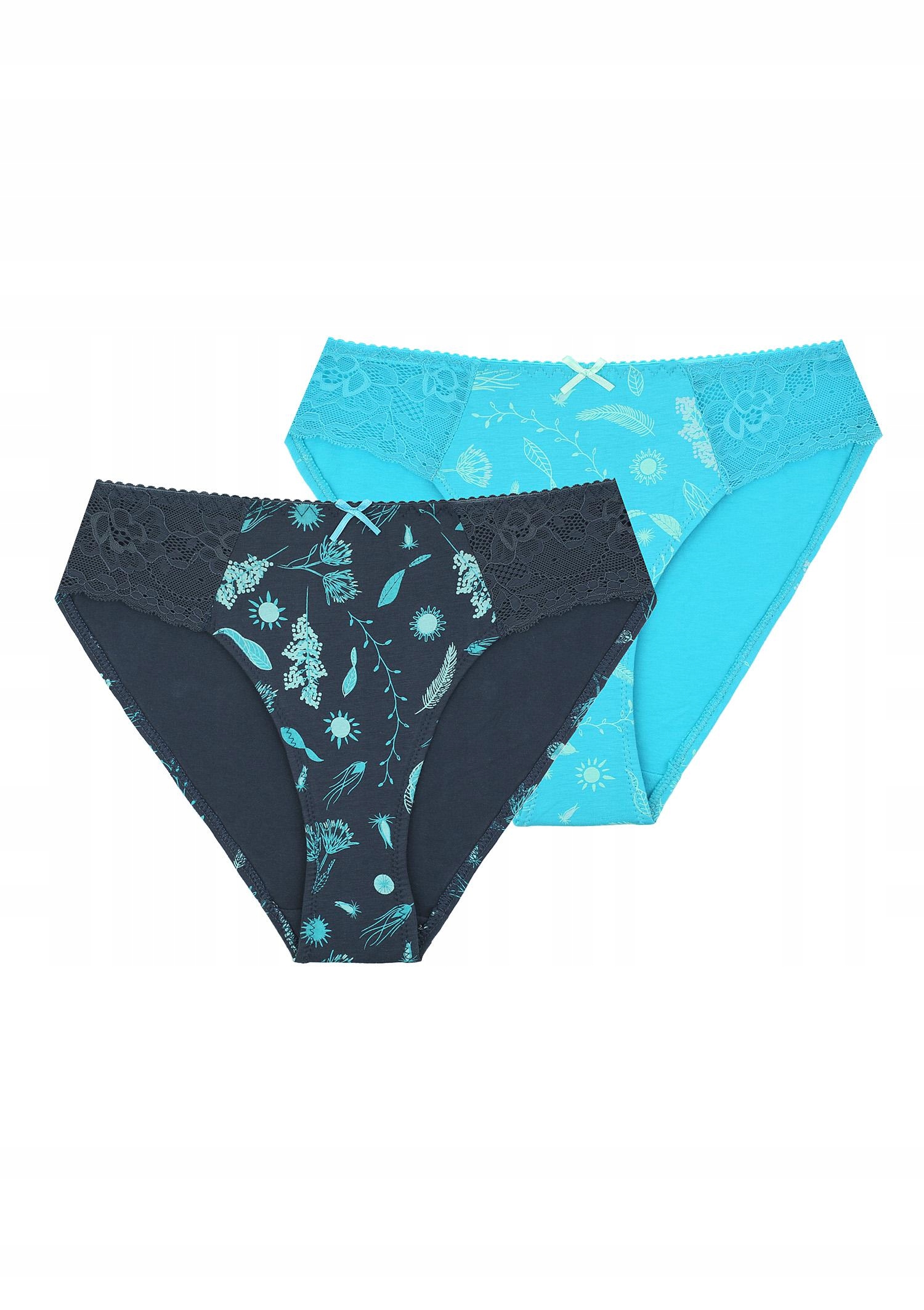 

Wzorzyste figi bikini z koronką po bokach Lph 931